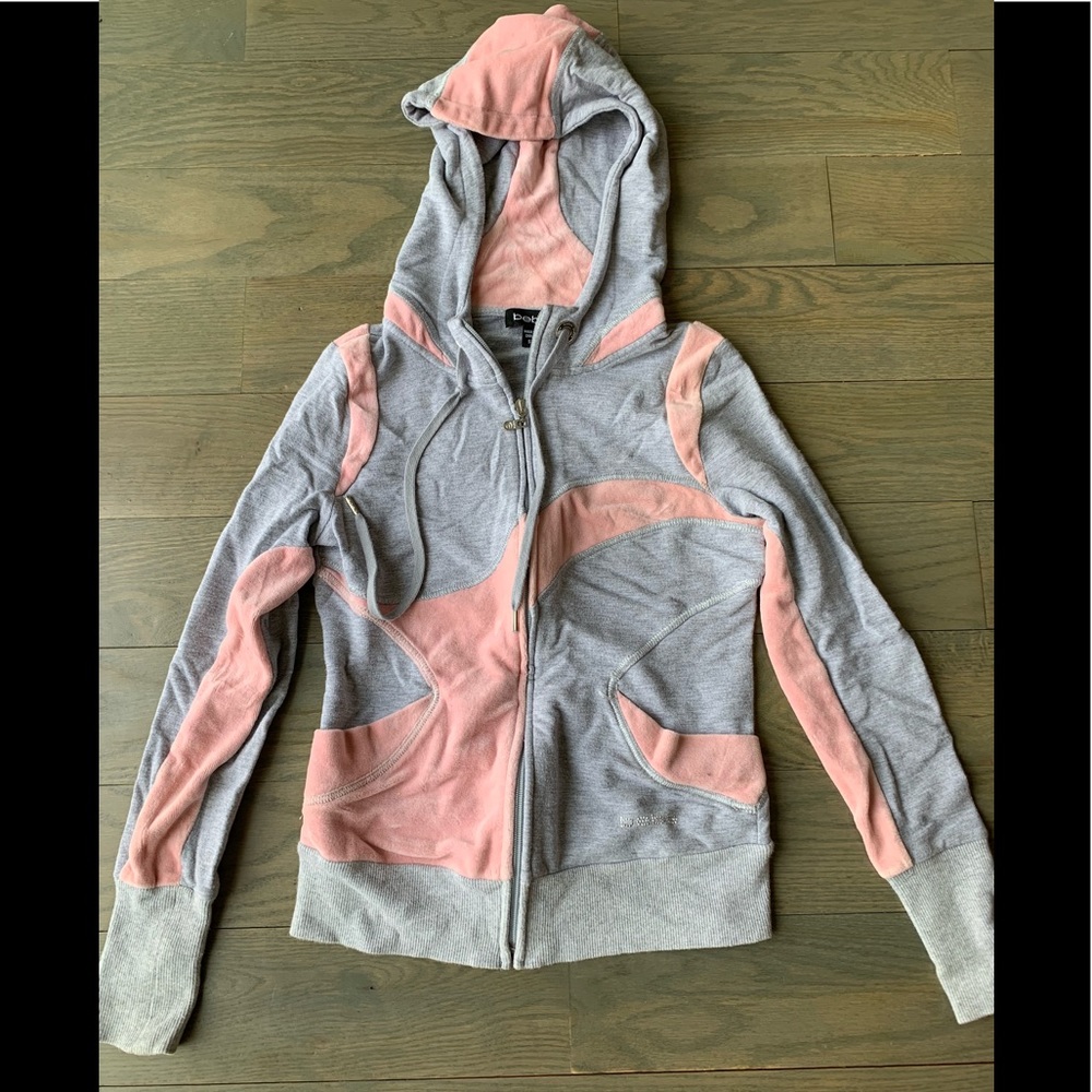 Bebe zip up. Cotton spandex and velour. Size small